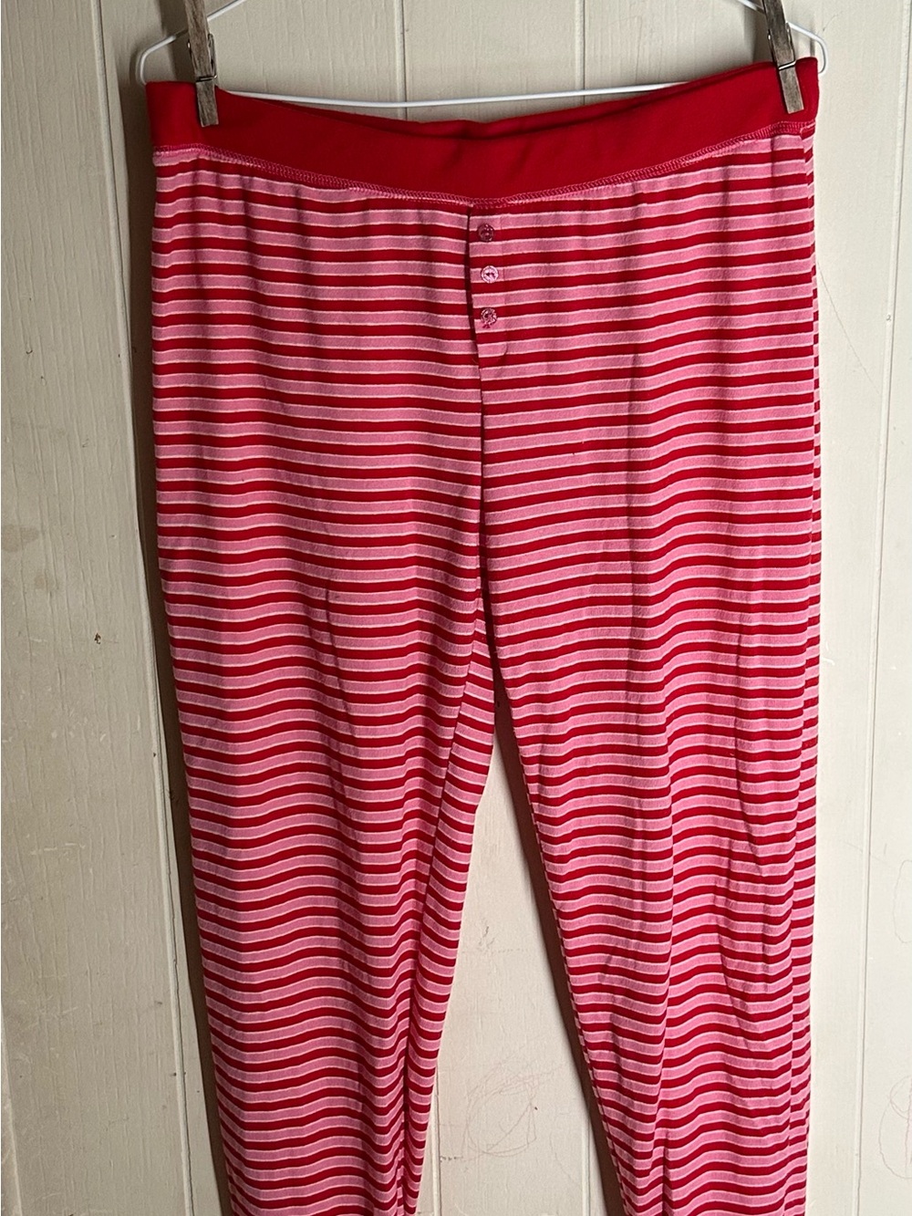 Women's Red & Pink Striped Pajama Pants